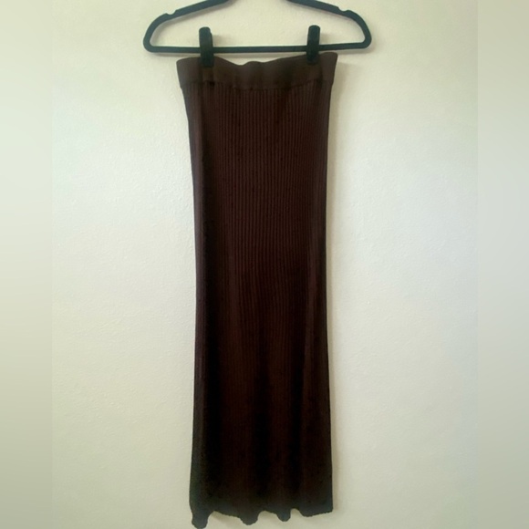 Ninety Percent Rib Split Front Midi Skirt Truffle - Picture 7 of 16
